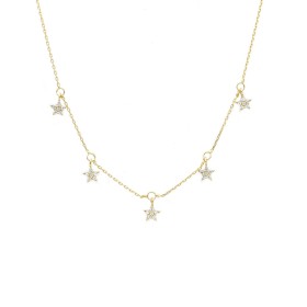 Collana Stelle Pendenti Oro Giallo 9kt Zirconi