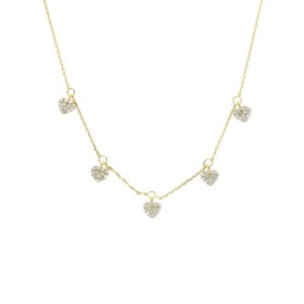 Collana Cuori Pendenti Oro Giallo 9kt Zirconi
