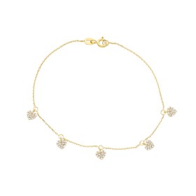 Bracciale Cuori Pendenti Oro Giallo 9k Zirconi