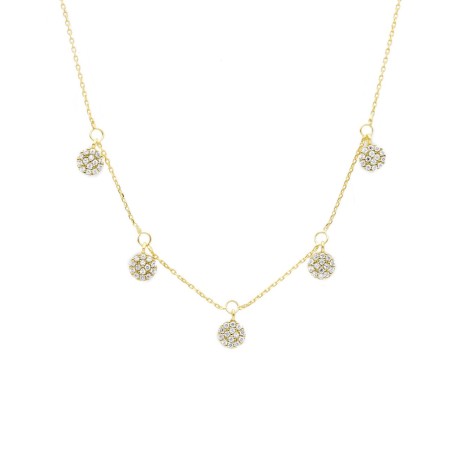 Collana Sfere Pendenti Oro Giallo 9kt Zirconi
