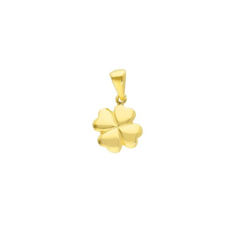 Ciondolo Quadrifoglio Oro Giallo 18Kt Bombato