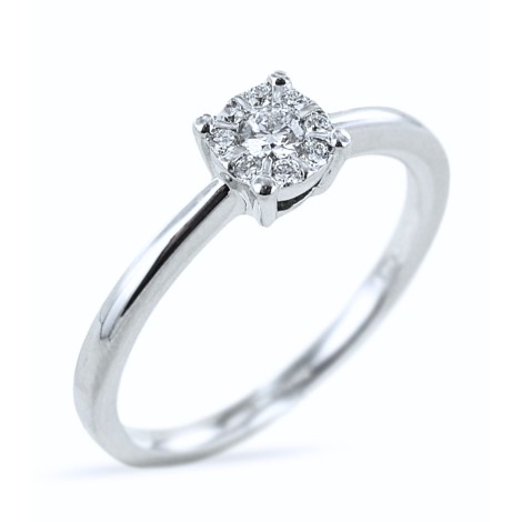 Anello Solitario Magic Oro Bianco 9kt Diamanti