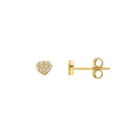 Orecchini Lobo Cuore Oro Giallo 9kt Zirconi