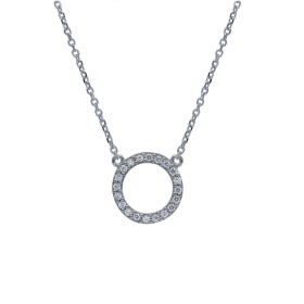 Collana Cerchio Oro Bianco 9kt Zirconi
