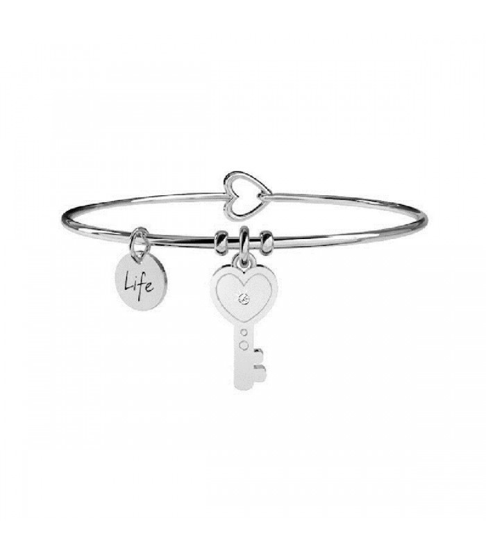 Bracciale KIDULT Con Iniziale M, Acciaio 316L E Cristallo, Diametro 6 Cm, Regalo Donna