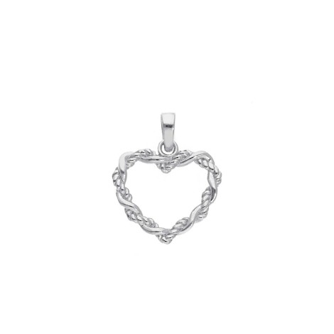 Ciondolo Cuore Oro Bianco 9Kt Intrecciato