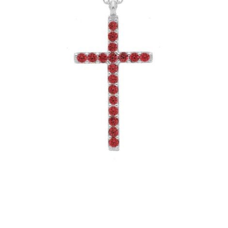 Ciondolo Croce Oro Bianco 18kt Zirconi