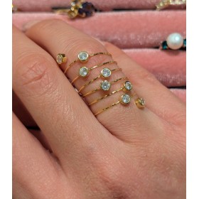 Anello Spirale Argento e Zirconi Bianchi