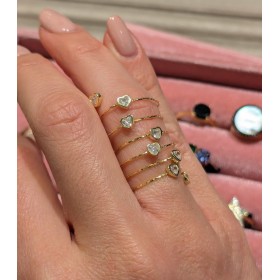 Anello Spirale Argento e Zirconi Bianchi Cuore