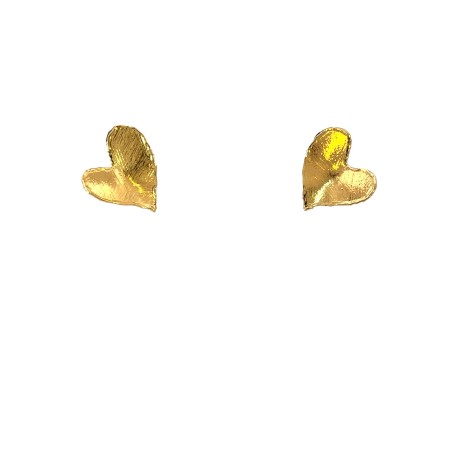 Orecchini Lobo Cuore Argento Satinato Dorato