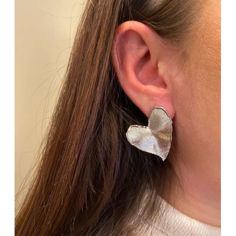 Orecchini Lobo Cuore Argento Satinato