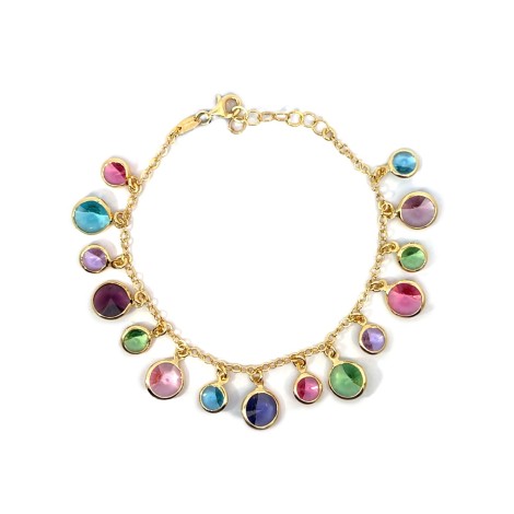 Bracciale Argento Dorato e Zirconi Colorati