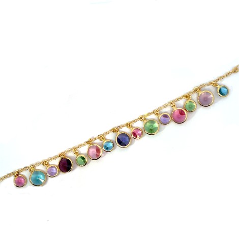 Bracciale Argento Dorato e Zirconi Colorati
