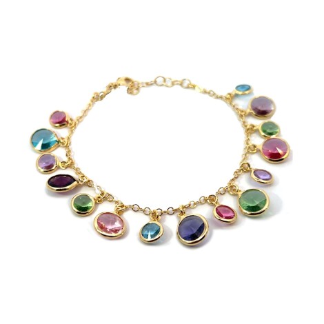 Bracciale Argento Dorato e Zirconi Colorati