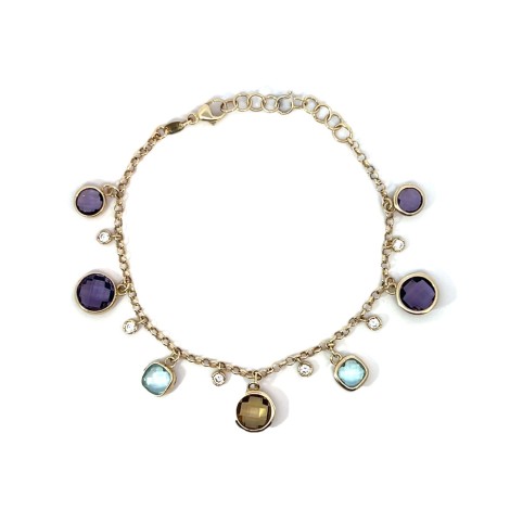 Bracciale Argento Dorato e Zirconi Colorati