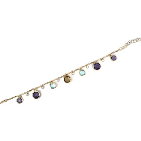 Bracciale Argento Dorato e Zirconi Colorati