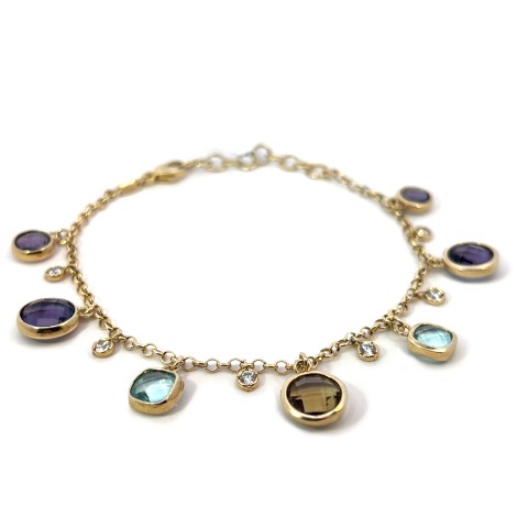 Bracciale Argento Dorato e Zirconi Alternati