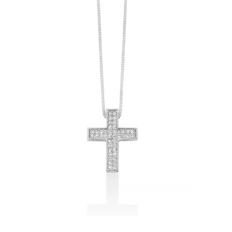 Collana Croce Miluna Oro Bianco 18kt e Diamanti  CLD4712
