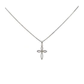 Collana Croce Oro Bianco 9kt Diamante