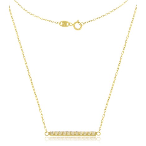 Collana Barretta Zirconi Oro Giallo 9kt