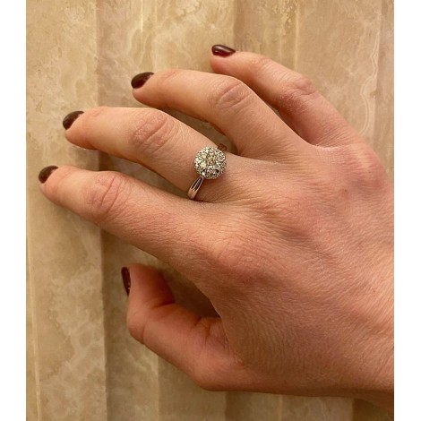 Anello Fiore Oro Bianco 9kt Diamanti 0,51 G SI