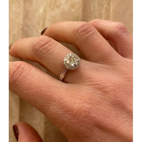 Anello Fiore Oro Bianco 9kt Diamanti 0,51 G SI