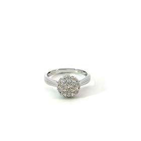 Anello Raggi Fiore Oro Bianco 9kt Diamanti 0,51 G SI