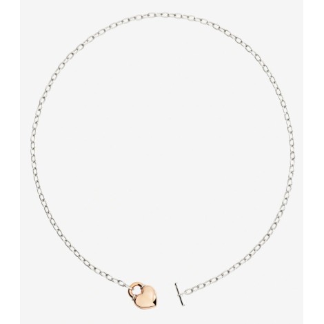 Collana Dodo Lucchetto Cuore Argento Oro Rosa 9kt