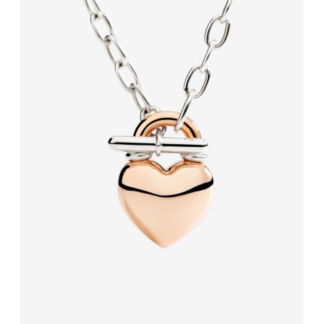 Collana Dodo Lucchetto Cuore Argento Oro Rosa 9kt