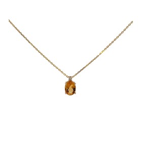 Collana Oro Giallo 9kt Diamante e Quarzo Citrino