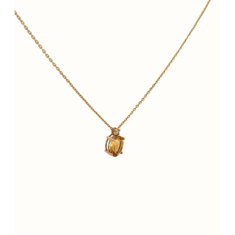 Collana Oro Giallo 9kt Diamante e Quarzo Citrino