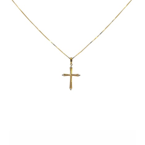 Collana Croce Oro Giallo 9kt Diamanti
