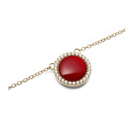 Collana Daniel Wellington Necklace Red Agathe Gold