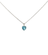 Collana Cuore Oro Bianco 9kt Diamante Topazio Azzurro