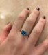 Anello Cuore Oro Bianco 9kt Diamanti Topazio Azzurro