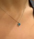 Collana Cuore Oro Bianco 9kt Diamante Topazio Azzurro