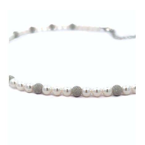 Collana Perle Bianche Argento