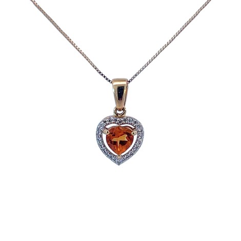 Collana Cuore Citrino e Diamanti Oro Giallo 18 kt