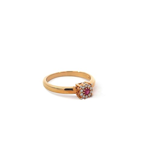 Anello Donna Rubino e Diamanti Oro Rosa 18 kt