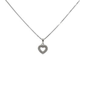 Collana Cuore Oro Bianco 9kt Sedici Brillanti 0.13 Kt G SI