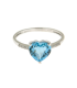 Anello Cuore Oro Bianco 9kt Diamanti Topazio Azzurro