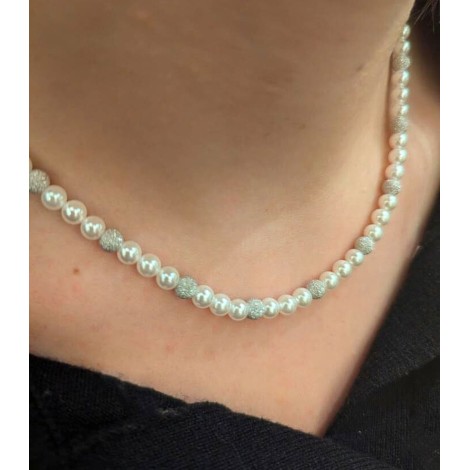 Collana Perle Bianche Argento
