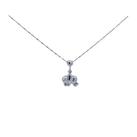Collana Elefante Oro Bianco 18Kt