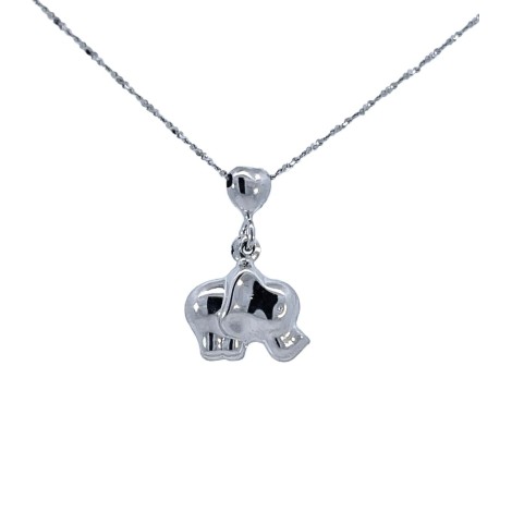 Collana Elefante Oro Bianco 18Kt