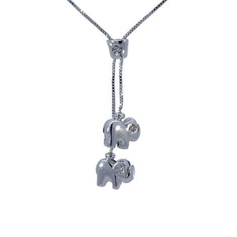 Collana Sali e Scendi Elefanti Oro Bianco 18Kt