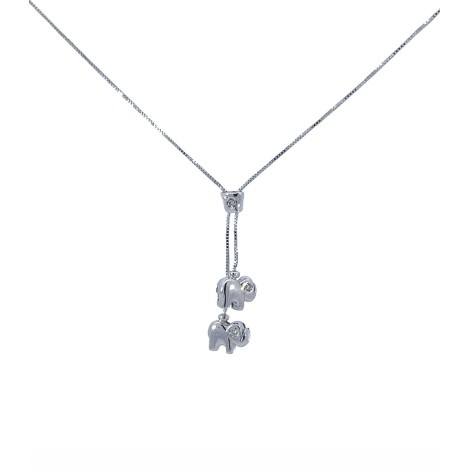 Collana Elefanti Oro Bianco 18Kt Brillanti