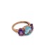 Anello Topazio Azzurro e Ametista Viola Oro Rosa 9kt