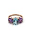 Anello Topazio Azzurro e Ametista Viola Oro Rosa 9kt