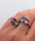 Anello Topazio Azzurro e Ametista Viola Oro Rosa 9kt