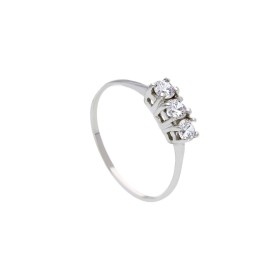 Anello Trilogy Oro Bianco 9kt Zirconi